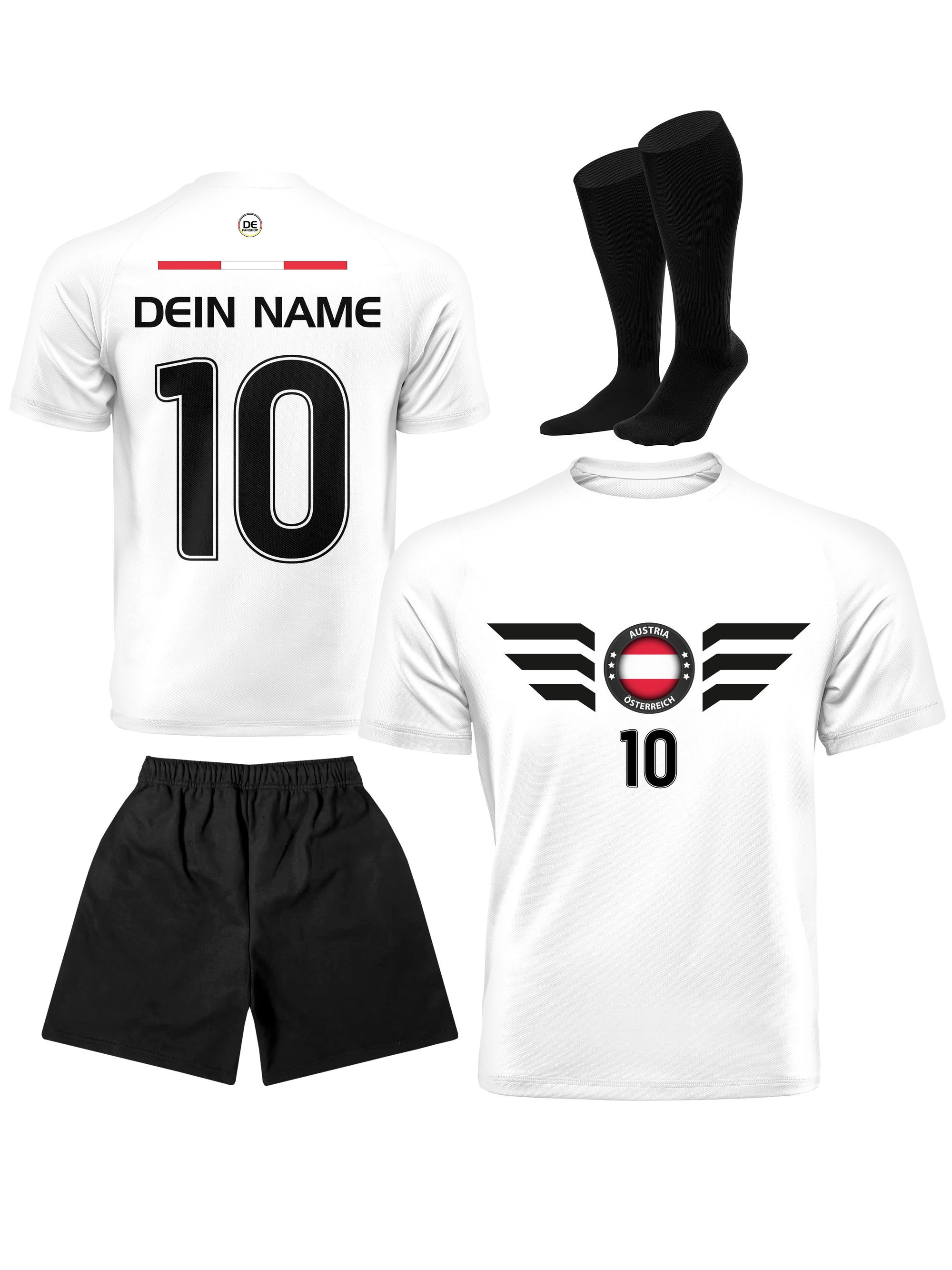 Österreich Fußball Trikot mit Dein Name + Hose Stutzen