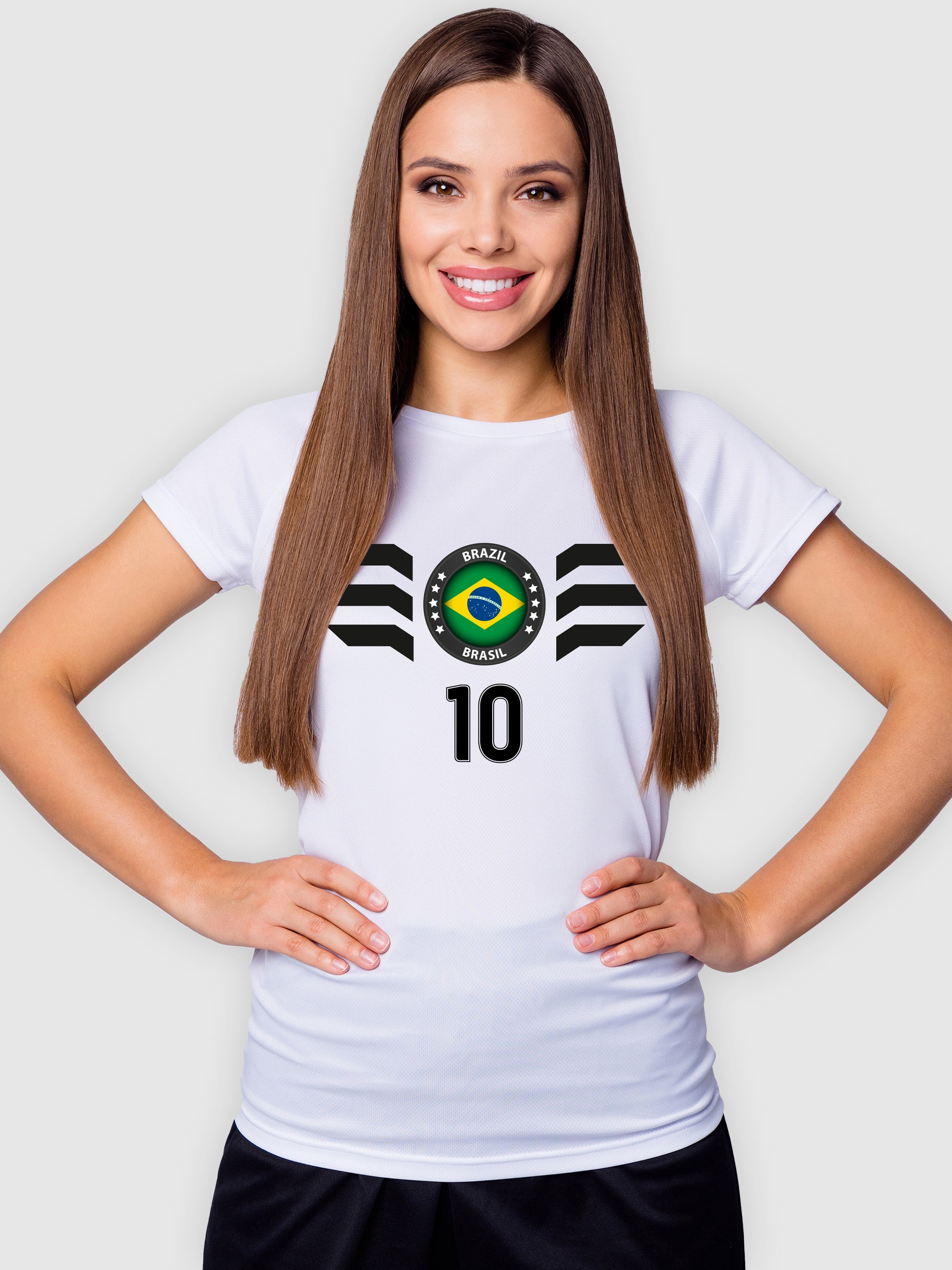 Brasil Fußball Trikot mit Dein Name + Hose Stutzen