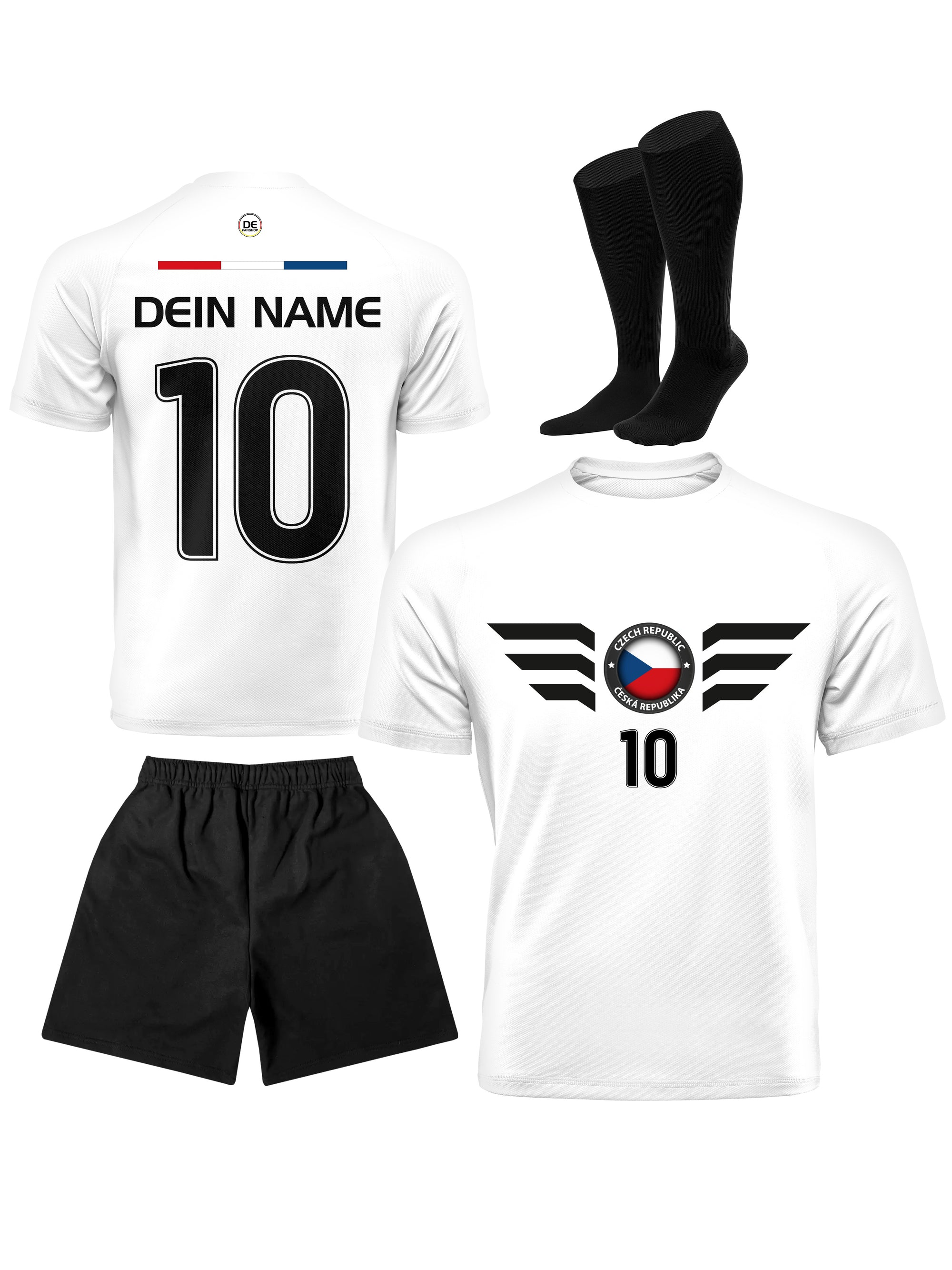Die tschechische Republik Fußball Trikot mit Dein Name + Hose Stutzen